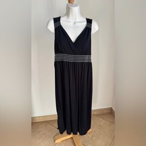 LOFT Black Maxi Dress with White Zigzag Detail